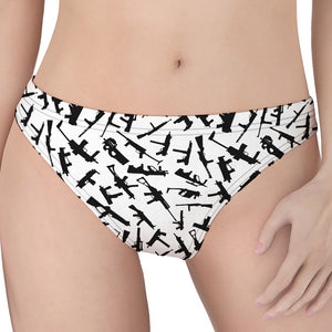 Black And White Guns Pattern Print Women's Thong