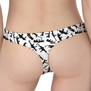 Black And White Guns Pattern Print Women's Thong