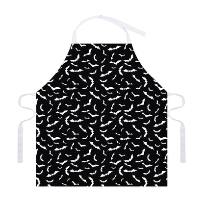 Black And White Halloween Bat Print Adjustable Apron