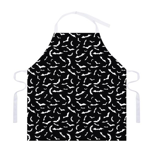 Black And White Halloween Bat Print Adjustable Apron