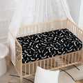 Black And White Halloween Bat Print Baby Crib Sheet
