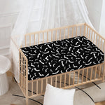 Black And White Halloween Bat Print Baby Crib Sheet