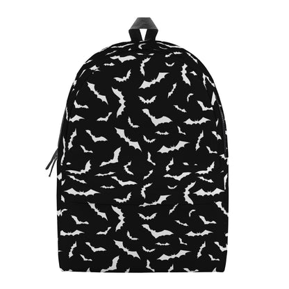 Black And White Halloween Bat Print Backpack