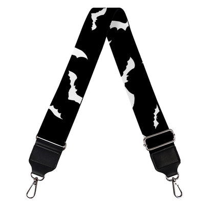 Black And White Halloween Bat Print Bag Strap
