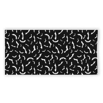 Black And White Halloween Bat Print Beach Towel