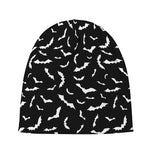 Black And White Halloween Bat Print Beanie