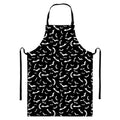 Black And White Halloween Bat Print Bib Apron With Pocket