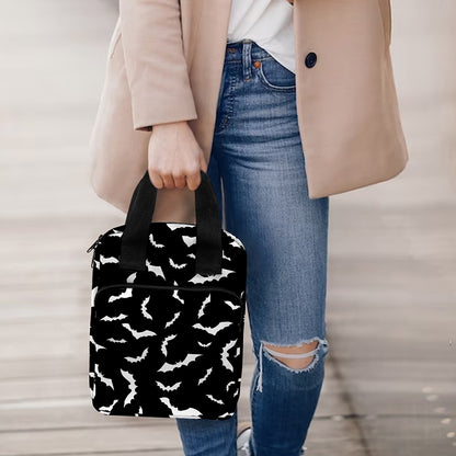 Black And White Halloween Bat Print Bible Tote Bag