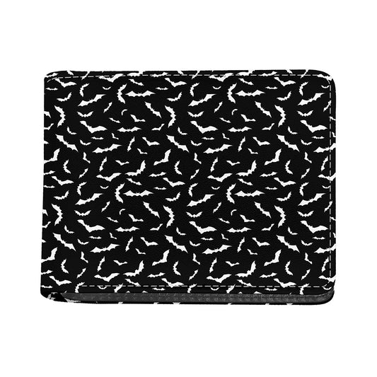Black And White Halloween Bat Print Bifold Wallet