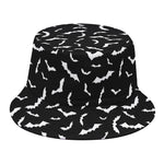 Black And White Halloween Bat Print Bucket Hat