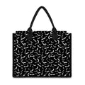 Black And White Halloween Bat Print Canvas Tote Bag