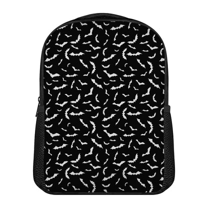 Black And White Halloween Bat Print Casual Backpack