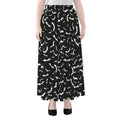 Black And White Halloween Bat Print Chiffon Maxi Skirt