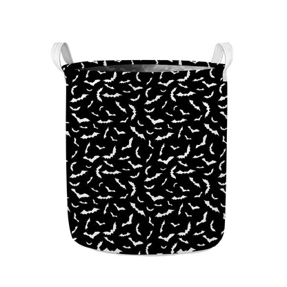 Black And White Halloween Bat Print Collapsible Laundry Basket