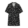 Black And White Halloween Bat Print Cotton Hawaiian Shirt