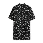 Black And White Halloween Bat Print Cotton Hawaiian Shirt