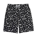 Black And White Halloween Bat Print Cotton Shorts