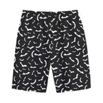 Black And White Halloween Bat Print Cotton Shorts