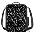 Black And White Halloween Bat Print Crossbody Lunch Bag