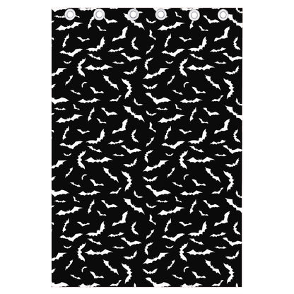 Black And White Halloween Bat Print Curtain
