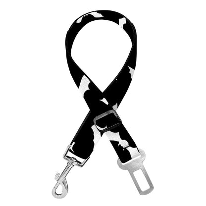 Black And White Halloween Bat Print Dog Seat Belt