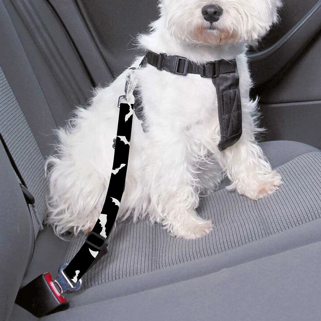 Black And White Halloween Bat Print Dog Seat Belt