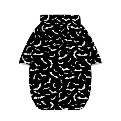 Black And White Halloween Bat Print Dog Zip Up Hoodie