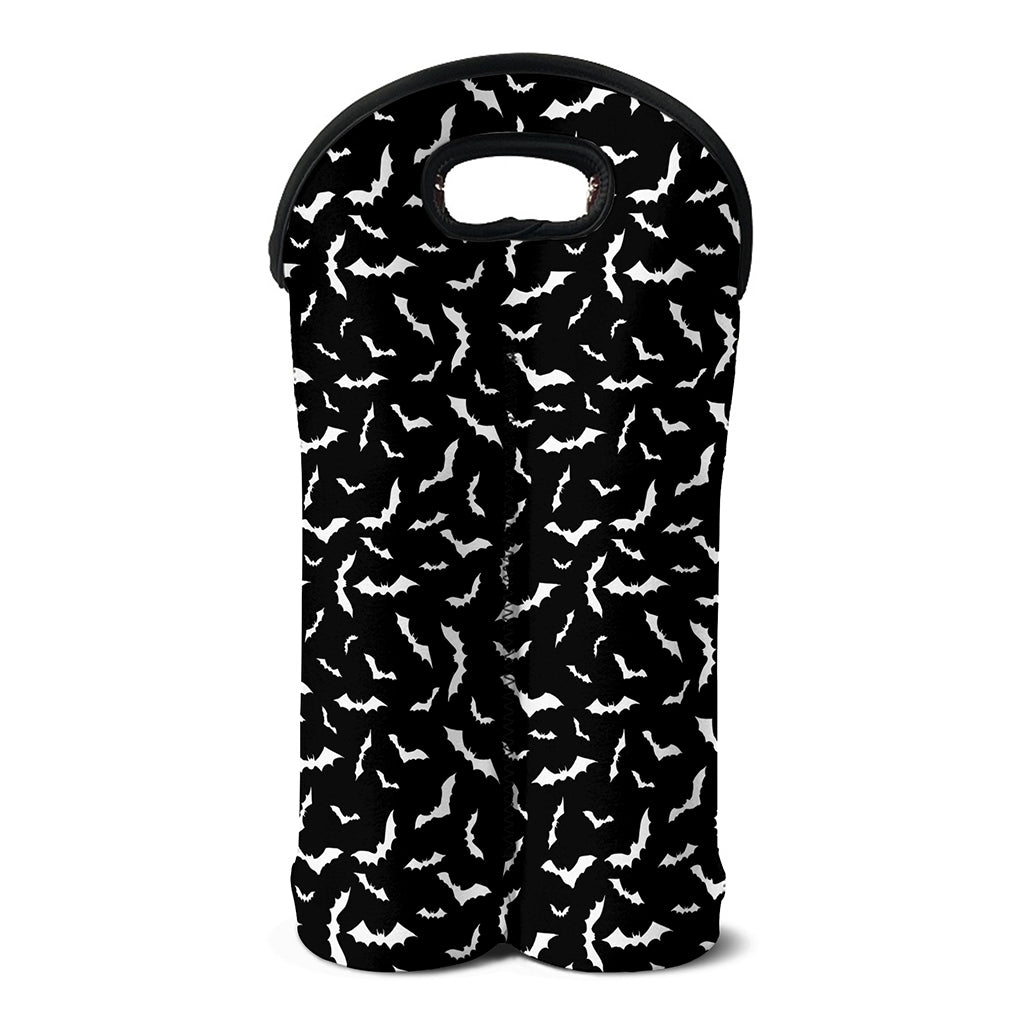Black And White Halloween Bat Print Double Neoprene Wine Tote