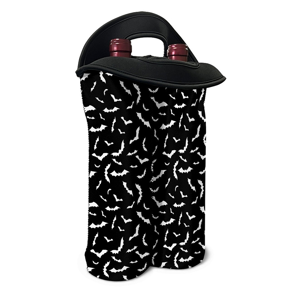 Black And White Halloween Bat Print Double Neoprene Wine Tote