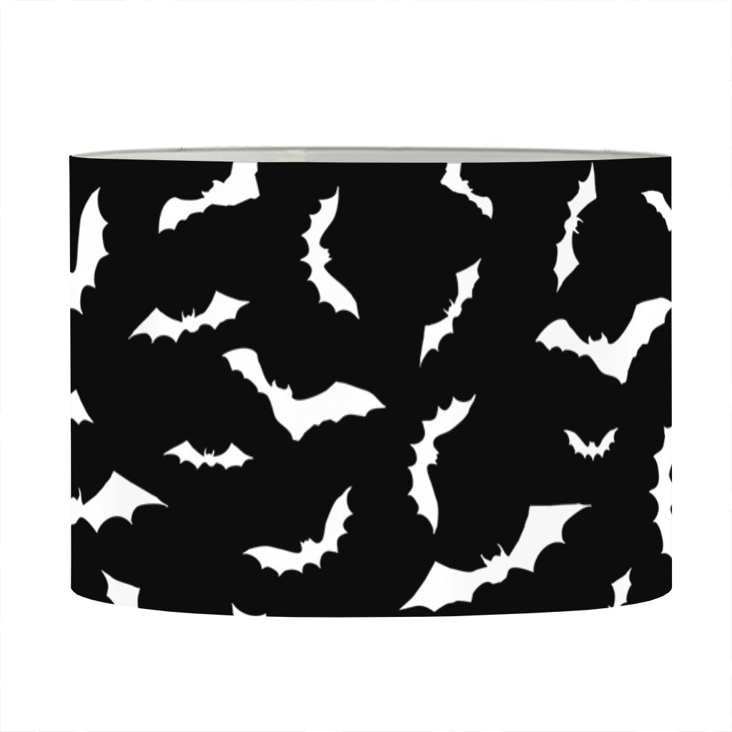 Black And White Halloween Bat Print Drum Lamp Shade