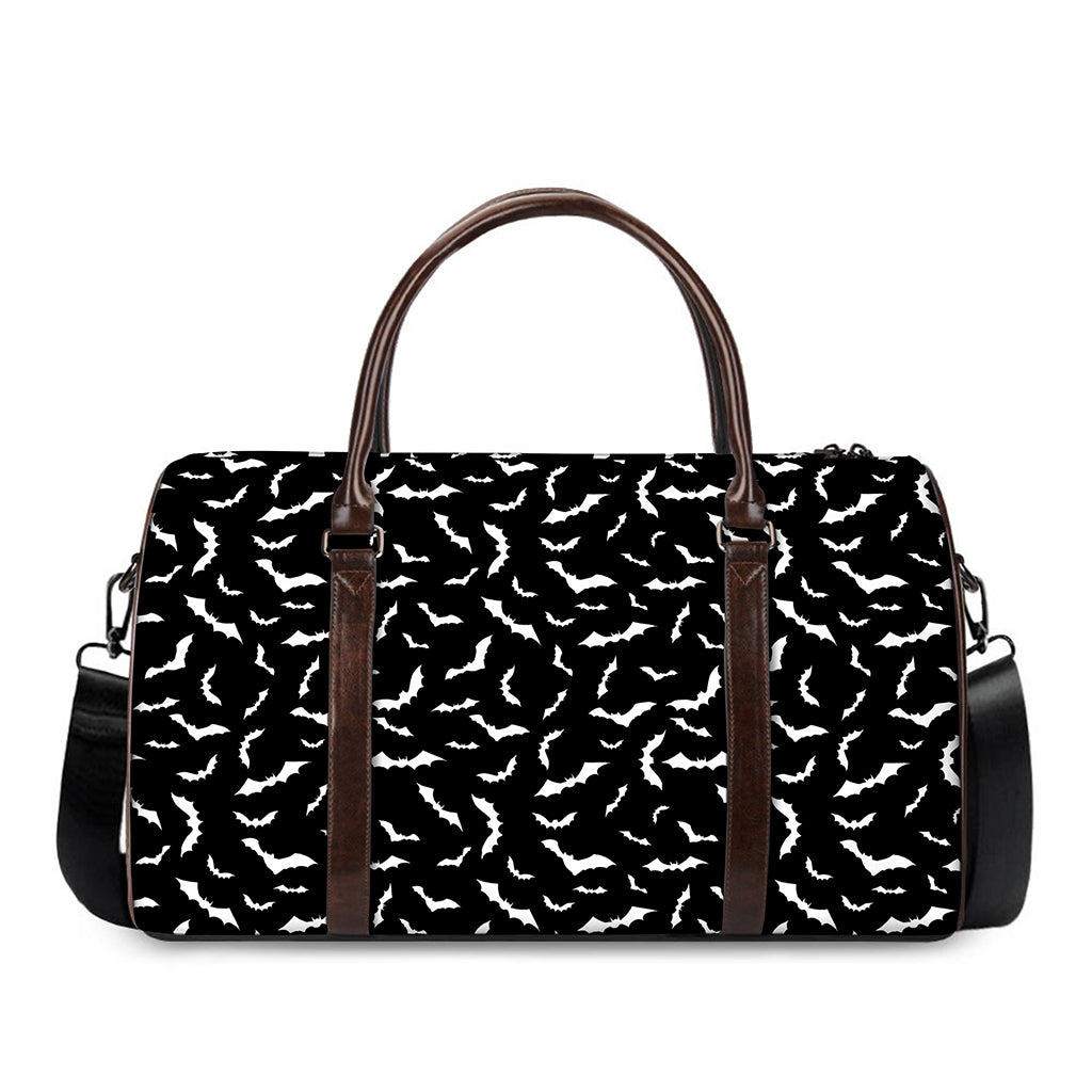 Black And White Halloween Bat Print Duffle Bag