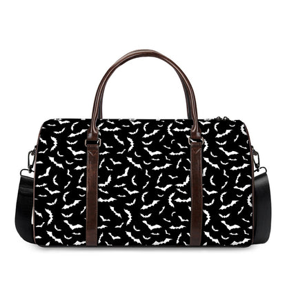 Black And White Halloween Bat Print Duffle Bag
