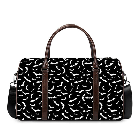 Black And White Halloween Bat Print Duffle Bag
