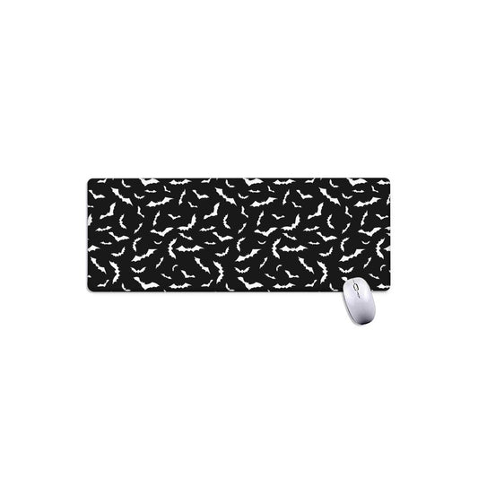 Black And White Halloween Bat Print Extended Mouse Pad