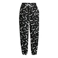 Black And White Halloween Bat Print Fleece Lined Knit Pants