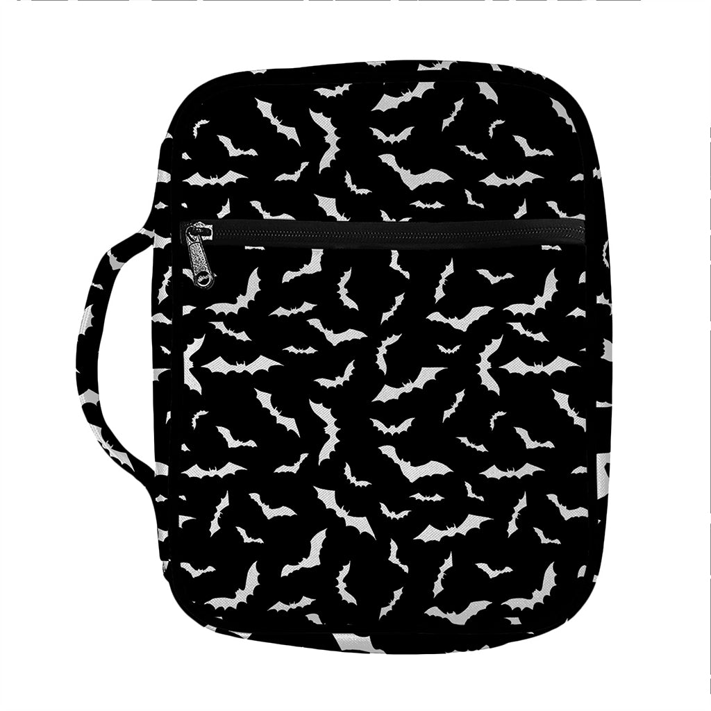 Black And White Halloween Bat Print Front Pocket Bible Bag