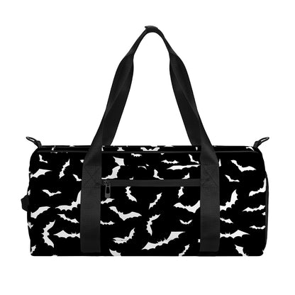 Black And White Halloween Bat Print Gym Bag