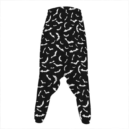 Black And White Halloween Bat Print Hammer Pants