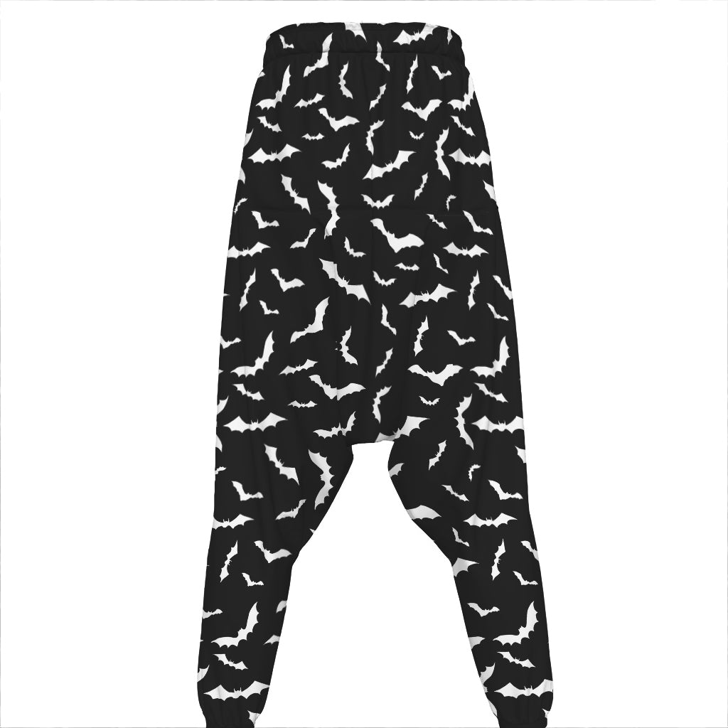 Black And White Halloween Bat Print Hammer Pants