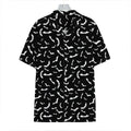 Black And White Halloween Bat Print Hawaiian Shirt