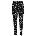 Black And White Halloween Bat Print High-Waisted Pocket Leggings