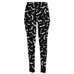 Black And White Halloween Bat Print High-Waisted Pocket Leggings