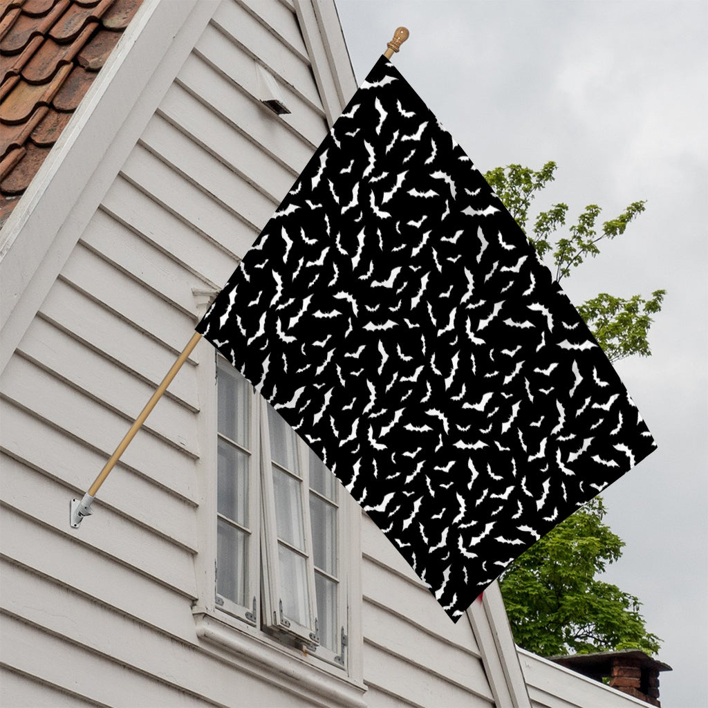 Black And White Halloween Bat Print House Flag
