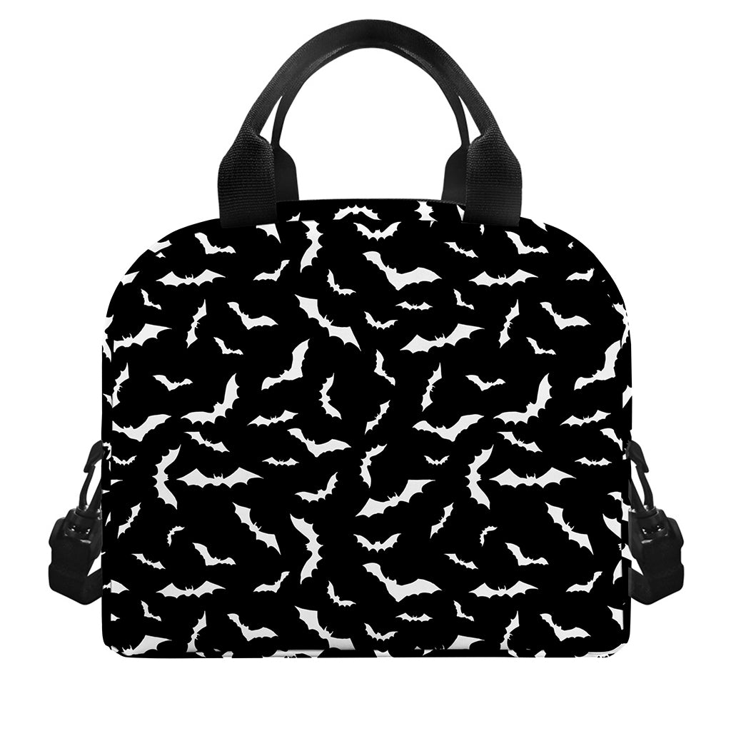 Black And White Halloween Bat Print Insulated Lunch Bag