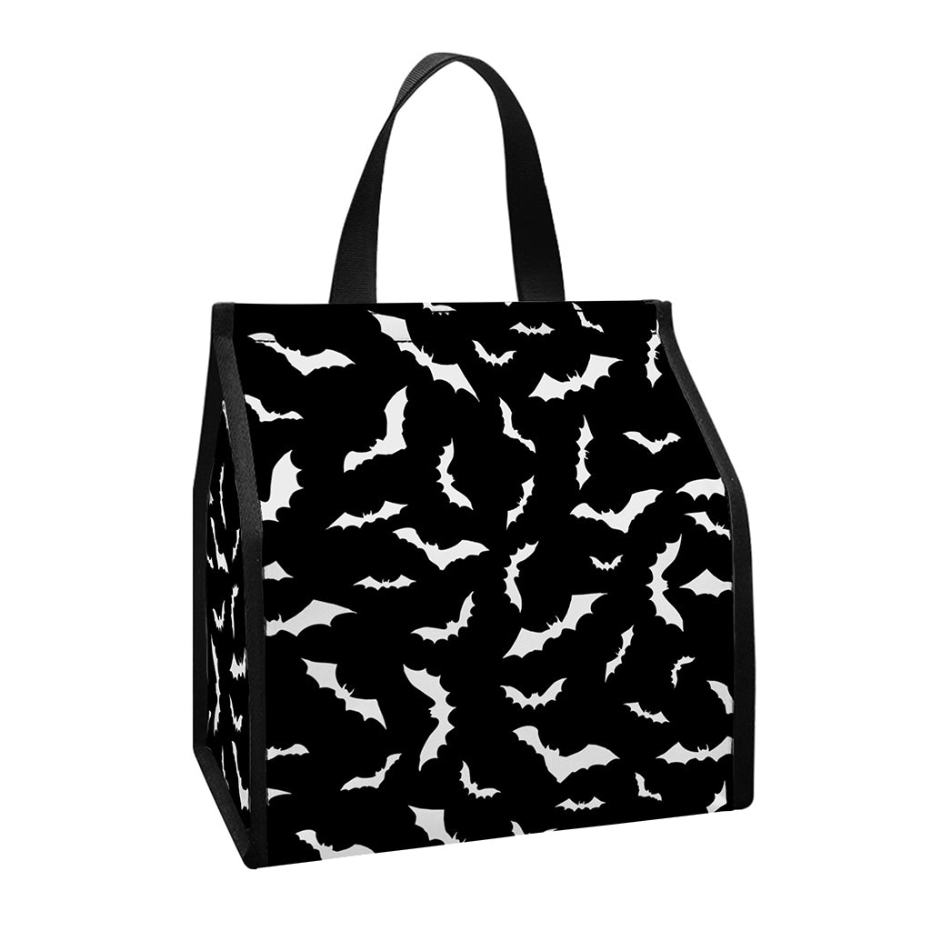 Black And White Halloween Bat Print Insulated Lunch Tote