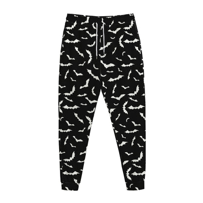Black And White Halloween Bat Print Jogger Pants