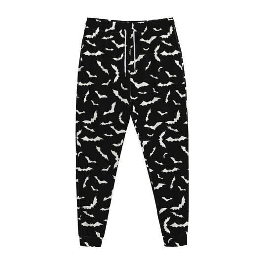 Black And White Halloween Bat Print Jogger Pants