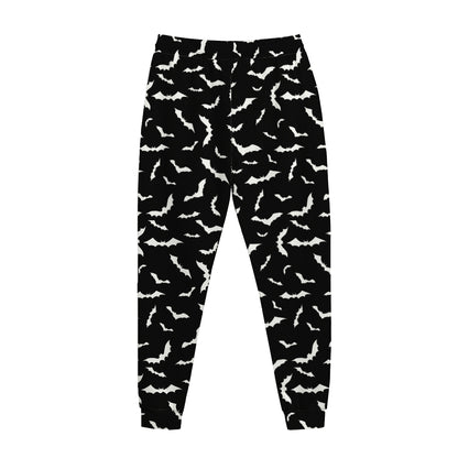 Black And White Halloween Bat Print Jogger Pants