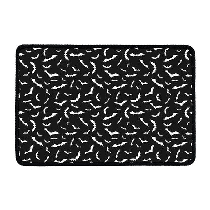 Black And White Halloween Bat Print Kitchen Mat