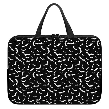 Black And White Halloween Bat Print Laptop Sleeve With Handle